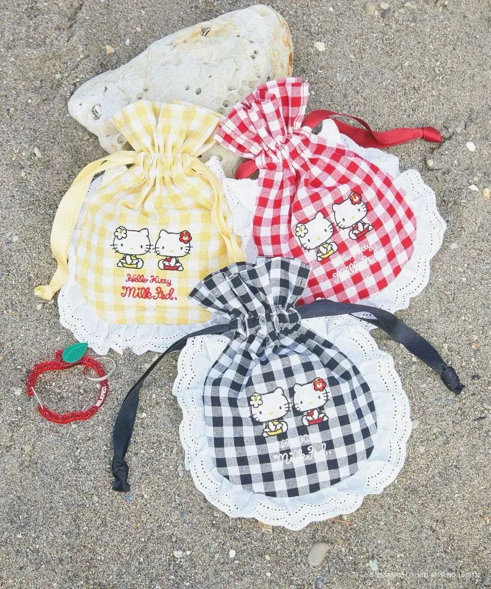 (予約) Sanrio HELLO KITTY MILKFED タンニング マスコット ぬいぐるみ ポーチ キーホルダー