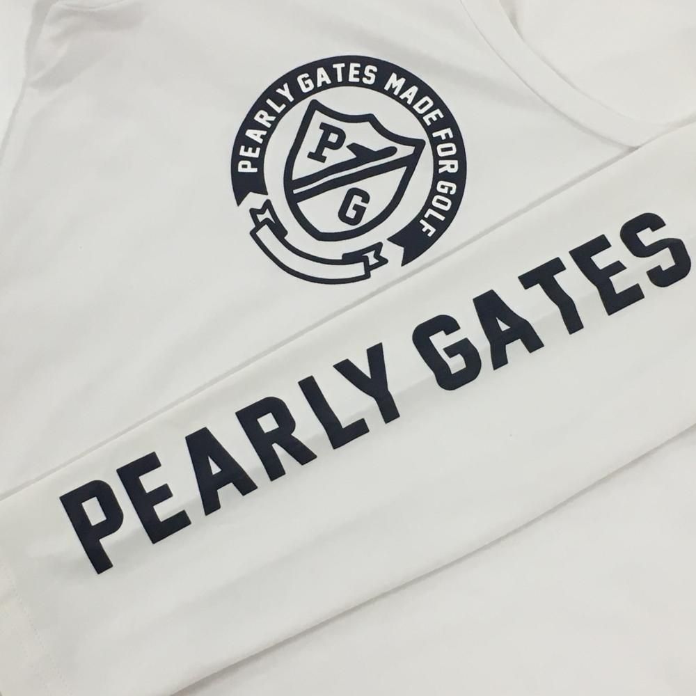 【美品】PEARLY GATES インナーシャツ　レディース 美品】パーリーゲイツ インナーシャツ 白×ネイビー ロゴプリント COOL レディースウェア