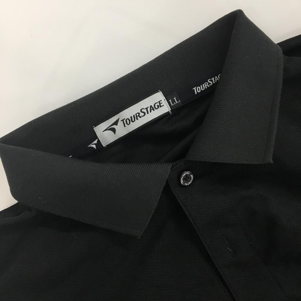 美品】ツアーステージ 長袖ポロシャツ 黒 ロゴ白 メンズ LL ゴルフ
