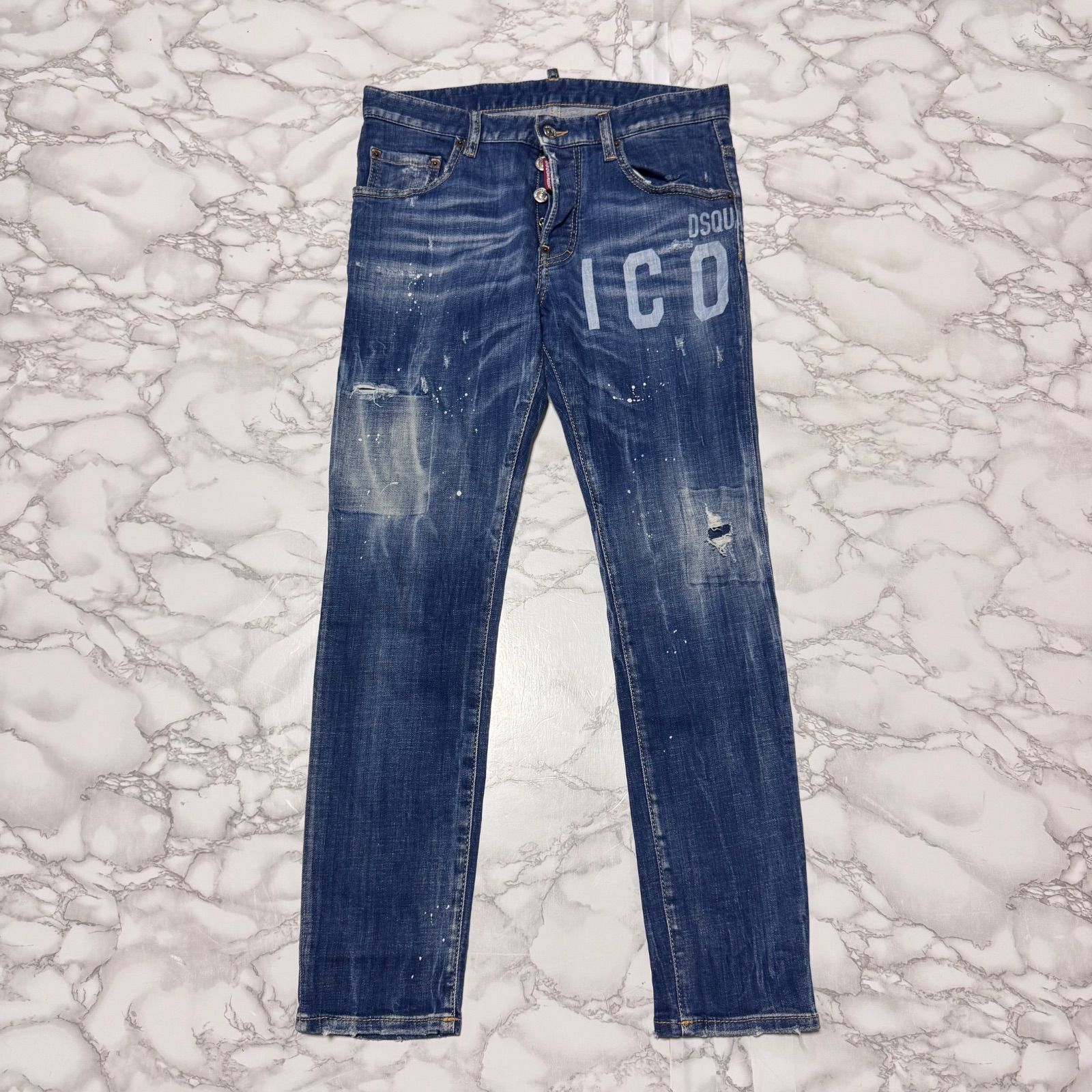逸品【dsquared2 ディースクエアード 【商品名】Skater Jean ICON/ユーズド加工/ストレッチ デニム パンツ