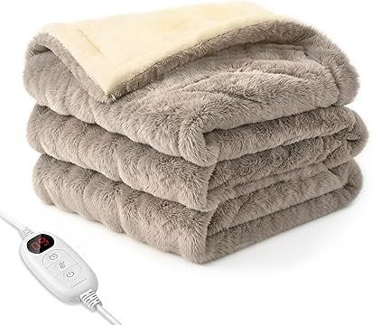 【訳あり特価品★展示品に付きお買い得価格★】電気毛布 敷き 掛け 188x130cm 大判 節電 9段階温度調節 暖房器具 ラテ