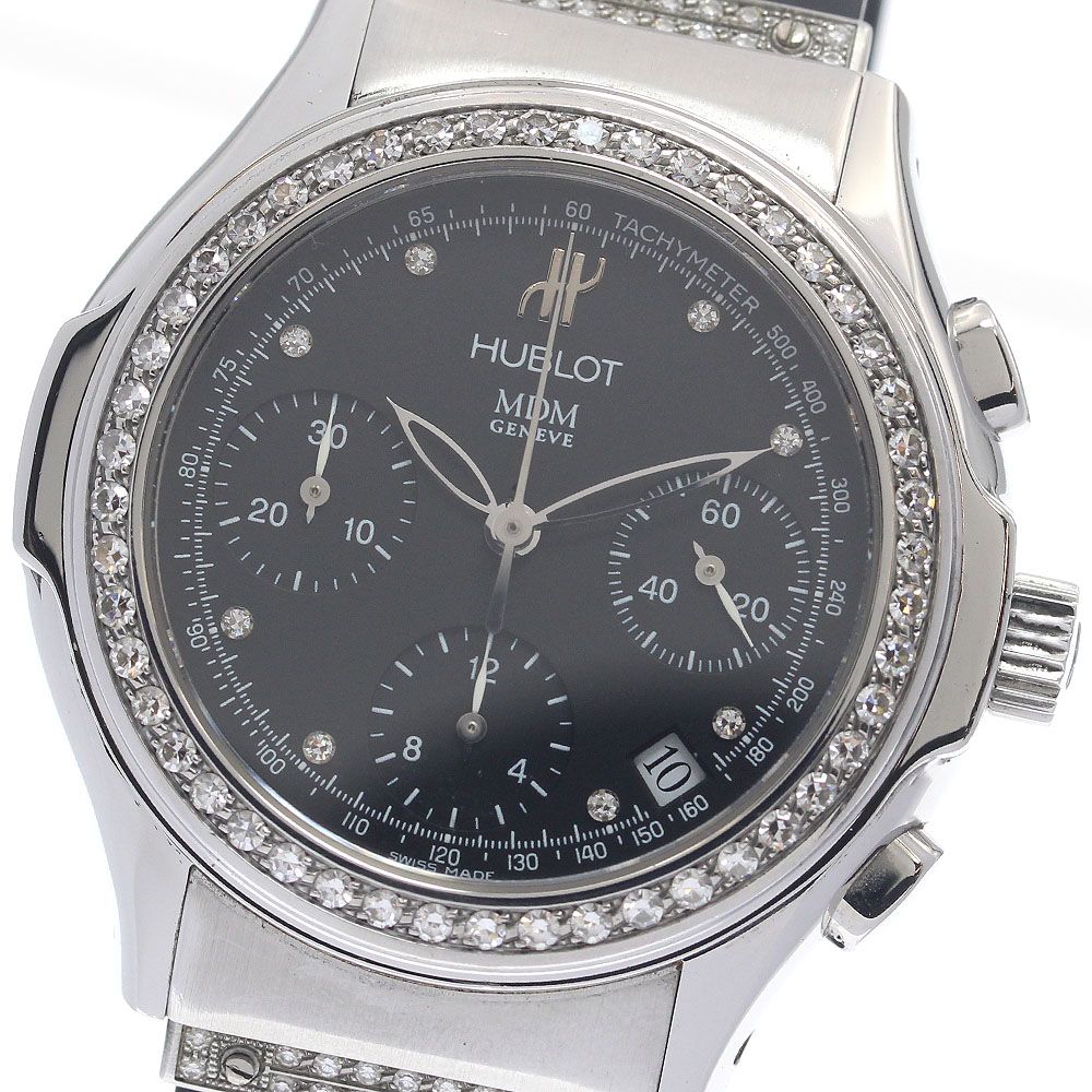 ベルト訳あり ウブロ HUBLOT 1810.1.054 エレガント MDM 8Pダイヤ ダイヤベゼル 自動巻き メンズ _957520