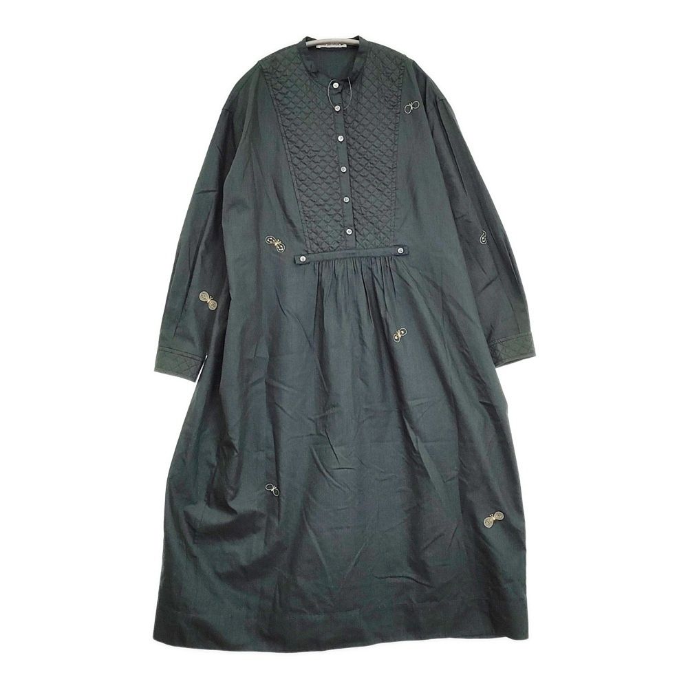 mina perhonen choucho キルトヨークシルクウールドレス 定価99000円 完売カラー ワンピース 25AW ダークグリーン レディース ミナペルホネン【中古】6-0505M♪