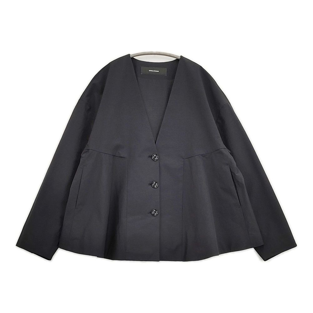 JOURNAL STANDARD リネンナイロンストレッチフレアジャケット 定価23100円 ノーカラージャケット 26SS ブラック レディース ジャーナルスタンダード【中古】6-0505M♪