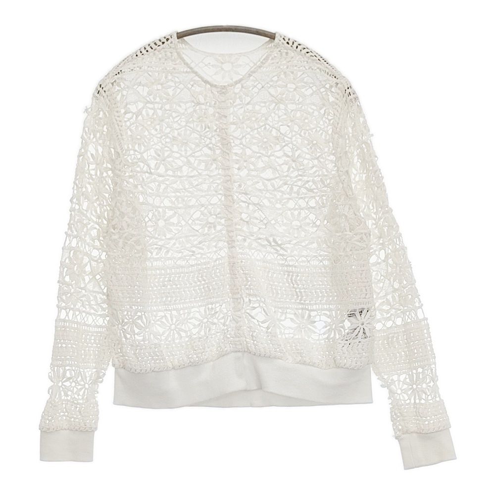 JOURNAL STANDARD LUXE コットンレース リブブラウス 定価27500円 カーディガン 25SS ホワイト レディース ジャーナルスタンダード ラックス【中古】6-0505M♪