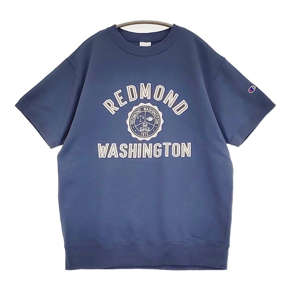 Champion 新品 フレンチテリー 半袖プリントスウェットシャツ XL 定価6490円 スウェット 26SS ダークブルー レディース チャンピオン【中古】6-0505S♪
