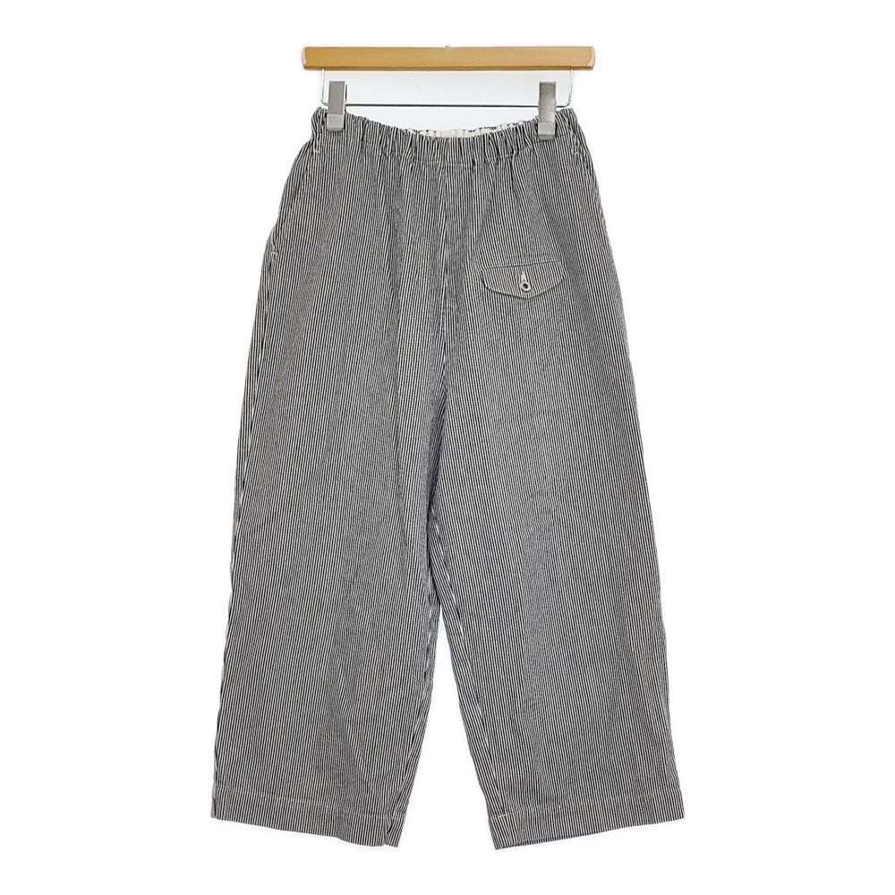 ゴーシュ コットンヒッコリー ストレートパンツ 定価31900円 G251-P011 サイズ2 イージー パンツ ネイビー ホワイト レディース ゴーシュ【中古】6-0505G♪