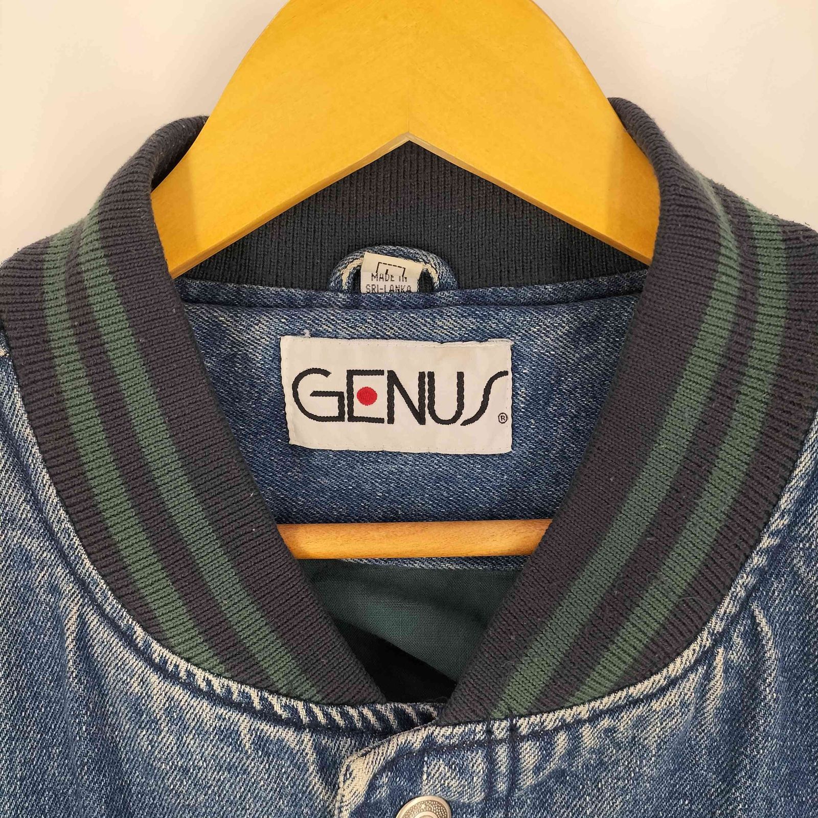ユーズドフルギ USED古着 GENUS 90S ロゴ刺繍 デニムスタジャン メンズ 