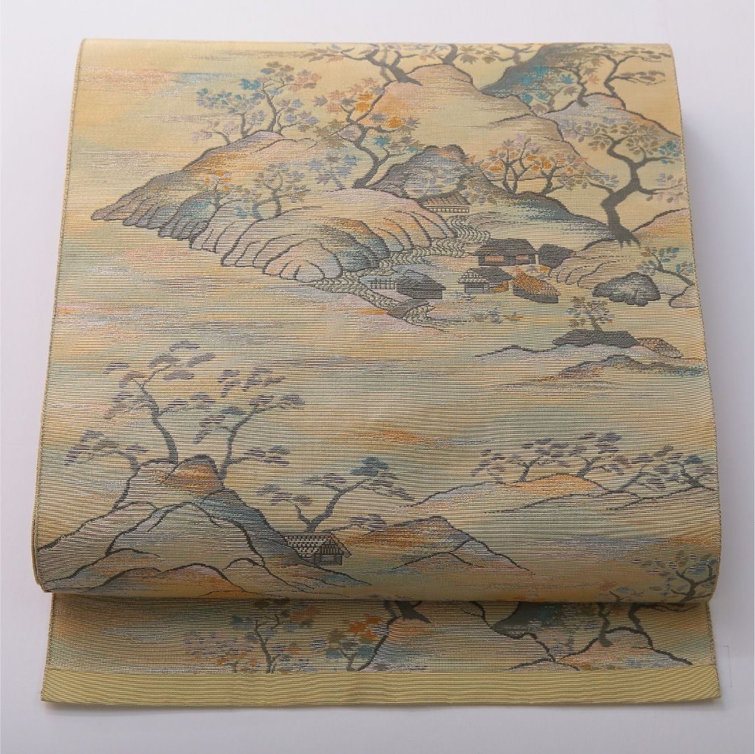 特価！八寸名古屋帯 Aランク 帯丈371cm 正絹 六通 松葉仕立て 帯芯なし 織り インフォーマル 茶屋辻 多色系 RP 1245-03540