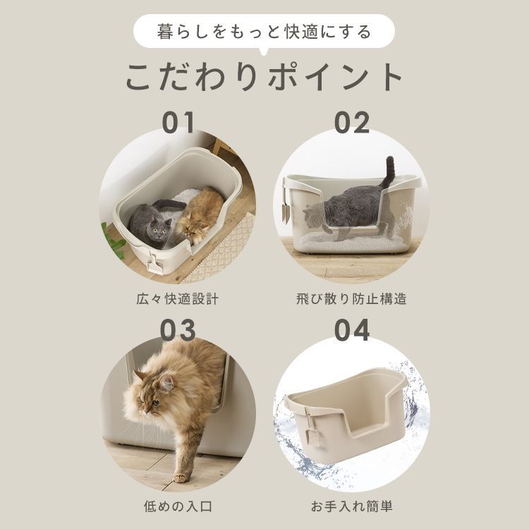 公式】猫トイレ 大型 深型 猫 トイレ 砂 飛び散り防止構造 お手入れ