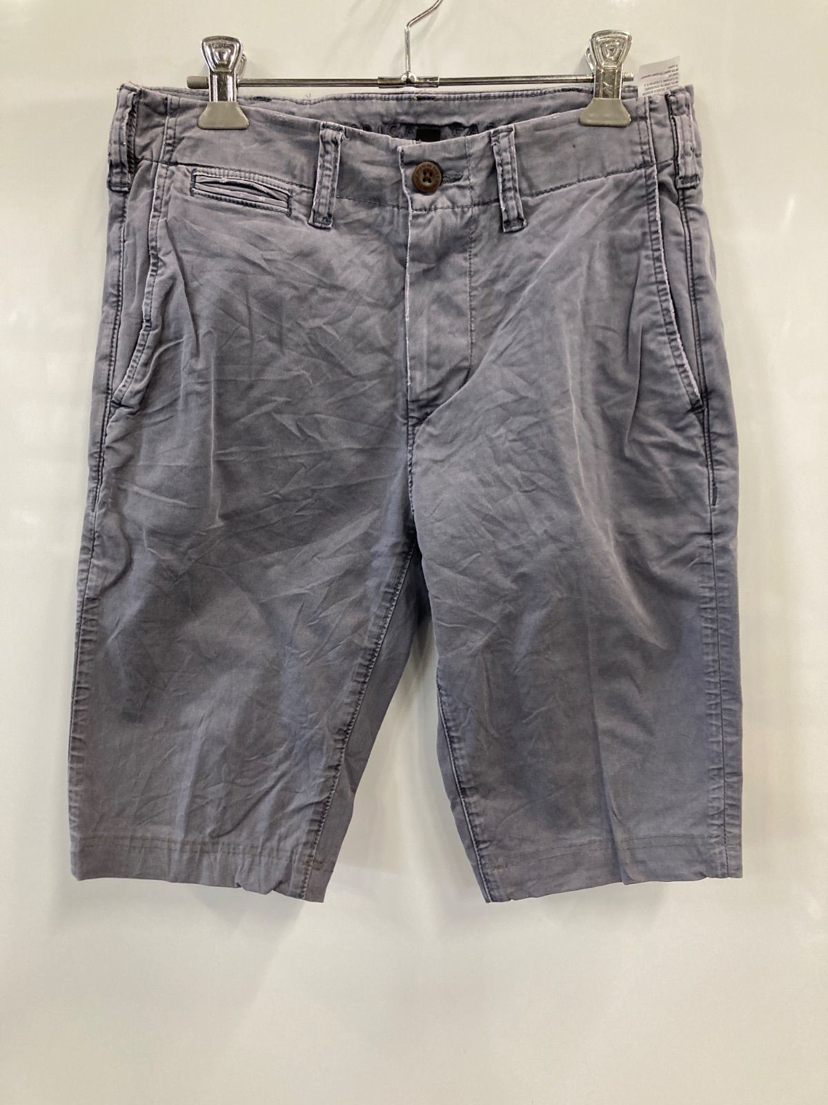タ471⚫︎AMERICAN EAGLE⚫︎アメリカンイーグル⚫︎ヴィンテージ⚫︎ハーフパンツ⚫︎ストレッチ⚫︎ベルトループ⚫︎ユニセックス⚫︎メンズ⚫︎size 28×30⚫︎ライトグレー