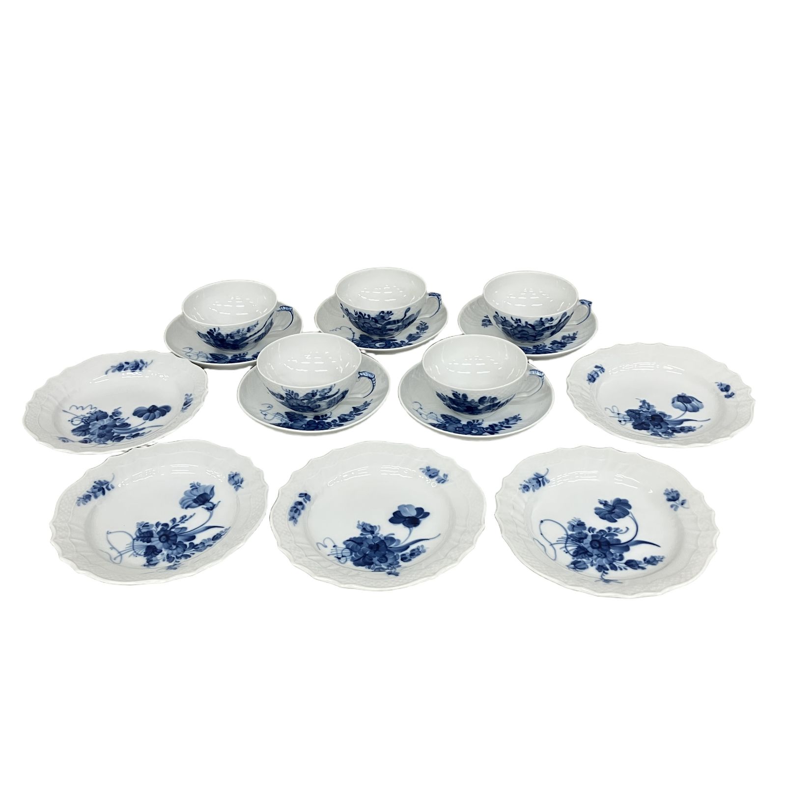 ROYAL COPENHAGEN ブルーフラワーカーブ 081 082 カップソーサー ディナープレート 5客セット ロイヤルコペンハーゲン 食器 中古 K11204768