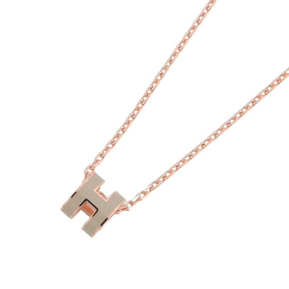エルメス ネックレス ミニ・ポップアッシュ マロングラッセ/ピンクゴールド金具 HERMES アクセサリー ポップH