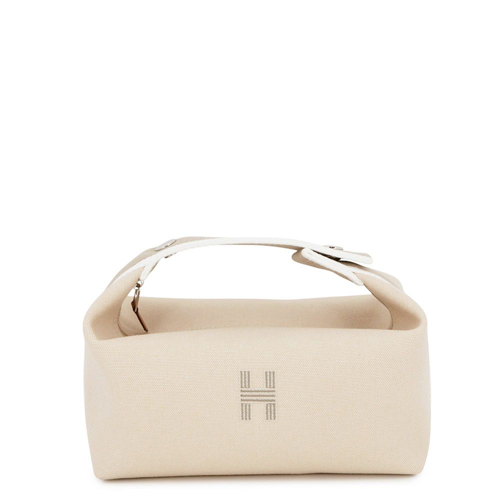 エルメス ポーチ ブリッド・ア・ブラックPM ナチュラル/シルバー金具 キャンバス HERMES 小物入れ