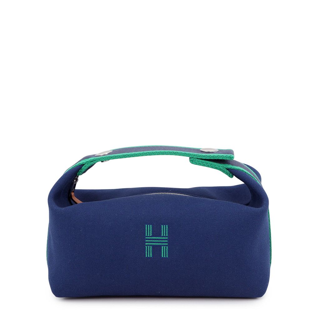 エルメス ポーチ ブリッド・ア・ブラックPM マリン/シルバー金具 キャンバス HERMES 小物入れ