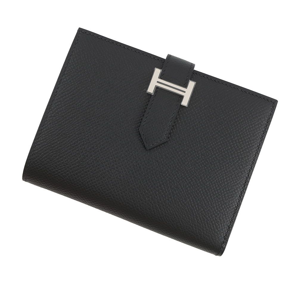 エルメス 二つ折り財布 ベアンコンパクト ブラック/シルバー金具 エプソン Z刻印 黒