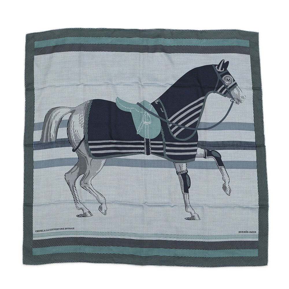 エルメス スカーフ カレH 100 馬着スパイラル Cheval a la Couverture カシミヤ シルク HERMES メンズ