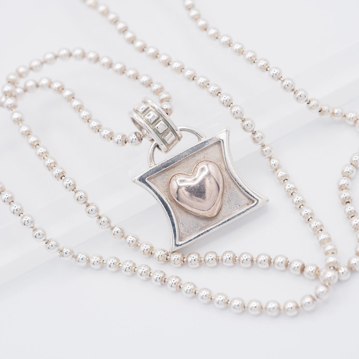 W952 ヴィンテージ STERLING SILVER刻印 ペンダント ネックレス メッセージ ハート デザイン シルバー