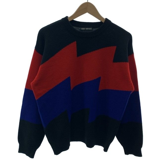 【中古】　ISSEY MIYAKE　セーター　長袖　ニット　トップス　クルーネック　無地　日本製　ドメスティック　古着　/1156