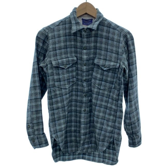 【中古】　PENDLETON　ウールシャツ　チェックシャツ　長袖　トップス　レギュラーカラー　胸ポケット　USA製　アメカジ　古着　/7063