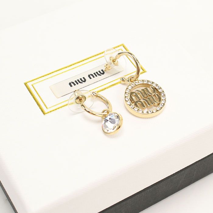 MIUMIU(OUTLET) ミュウミュウ アウトレット ラインストーン ピアス メタル【中古】 レディース
