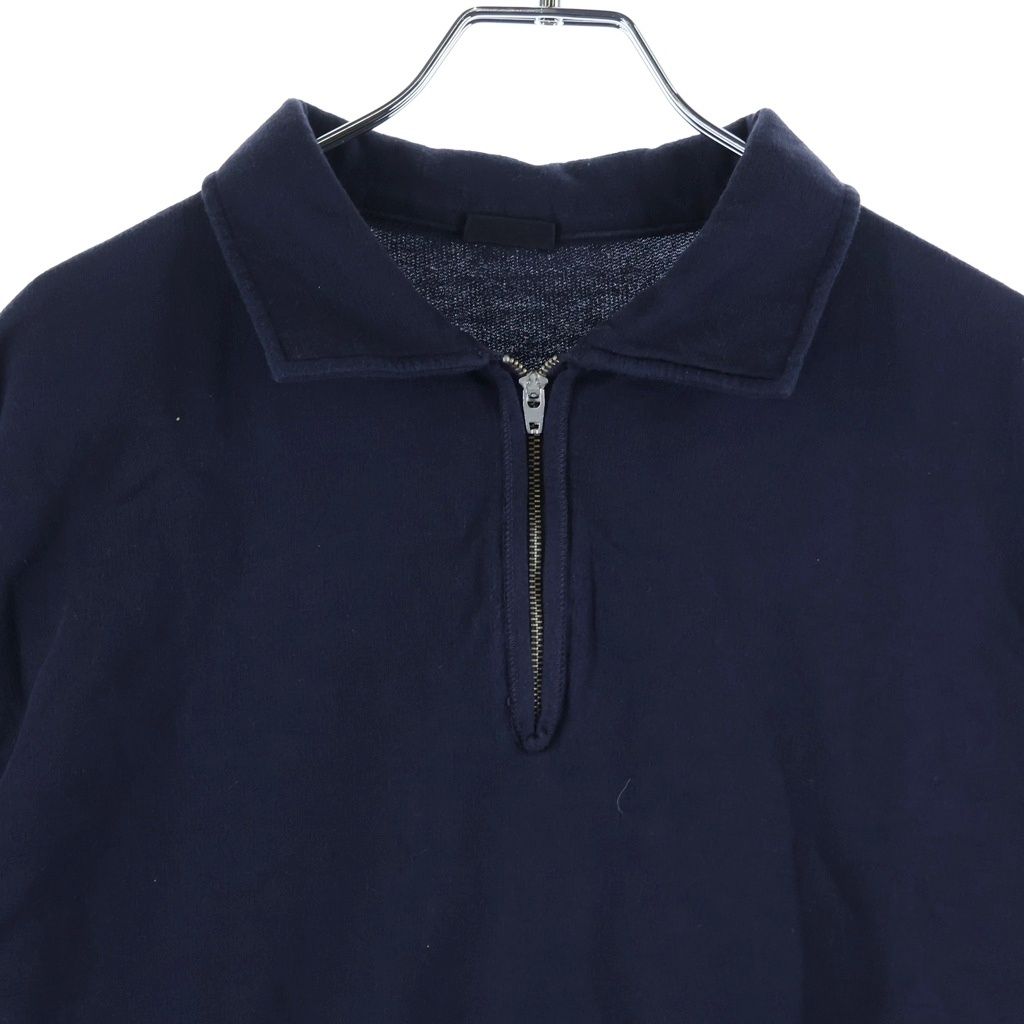 COMOLI コモリ 23SS コットンシルクジャージハーフジップスウェット 襟付き X01-05017 ハーフジップスウェット ネイビー COMOLI (コモリ) 23SS コットンシルクジャージハーフジップスウェット