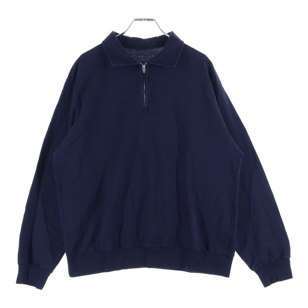 COMOLI コモリ 23SS コットンシルクジャージハーフジップスウェット 襟付き X01-05017 ハーフジップスウェット ネイビー COMOLI (コモリ) 23SS コットンシルクジャージハーフジップスウェット