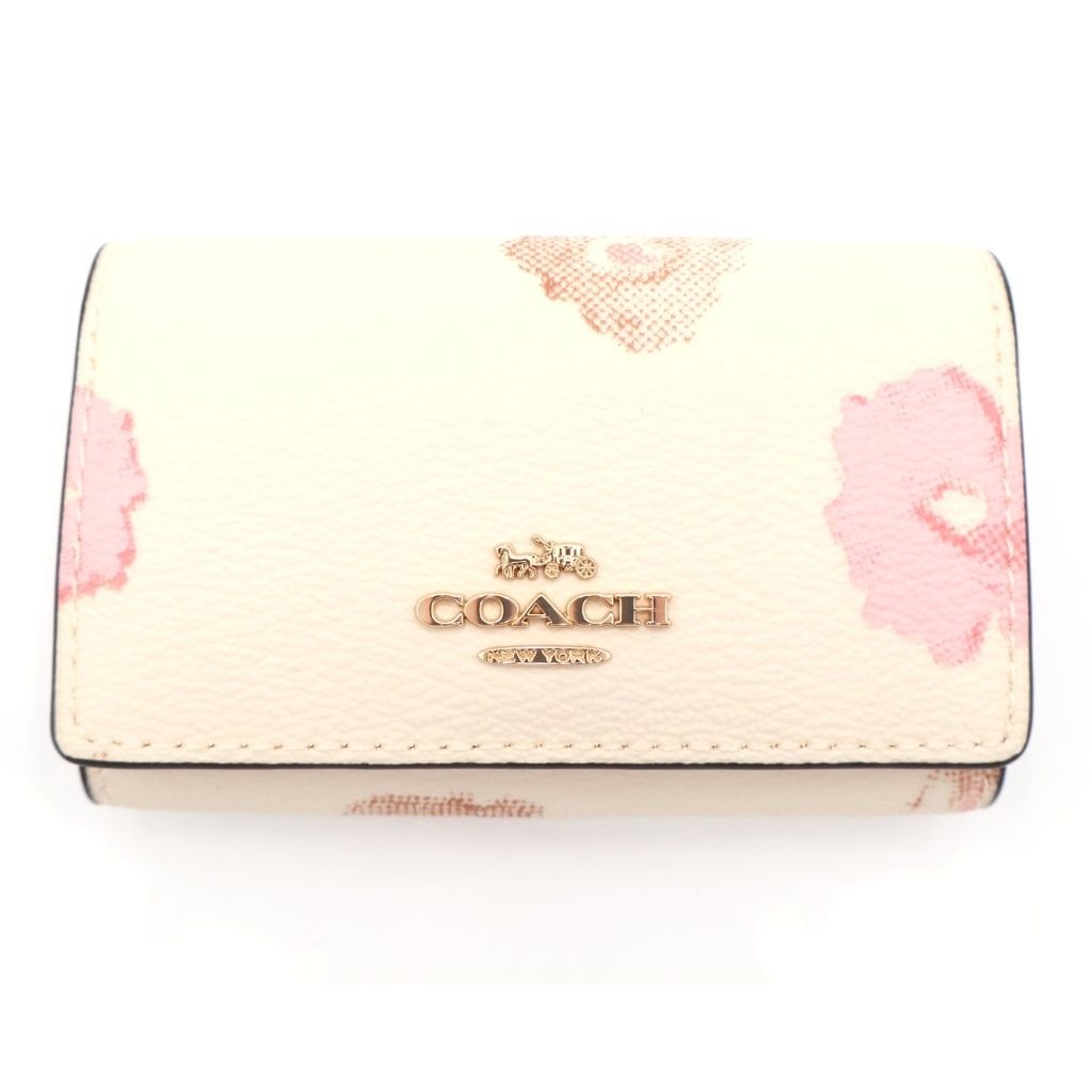 COACH (コーチ) フラワー総柄プリント PVC レザー キーケース ゴールド金具 CR835 4,400円