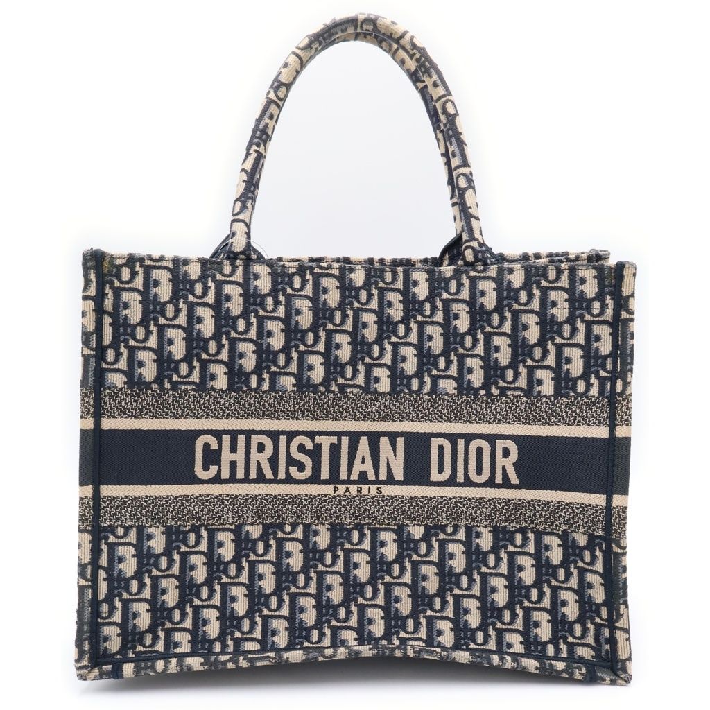 Christian Dior (クリスチャンディオール) ブックトート ミディアム オブリーク総柄トートバッグ ネイビー