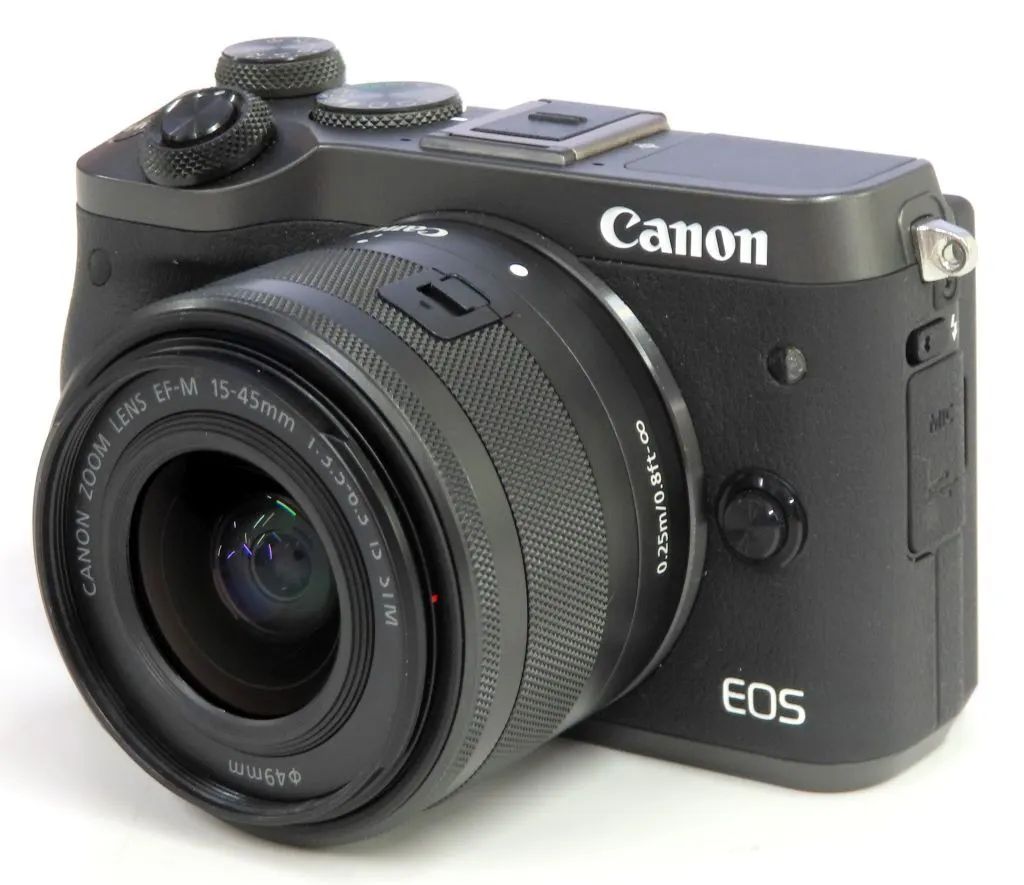 【中古】カメラ Canon ミラーレス一眼カメラ EOS M6 レンズキット (ブラック) EF-M15-45mm F3.5-6.3 IS STM付属 [EOSM6BK-1545ISSTMLK]