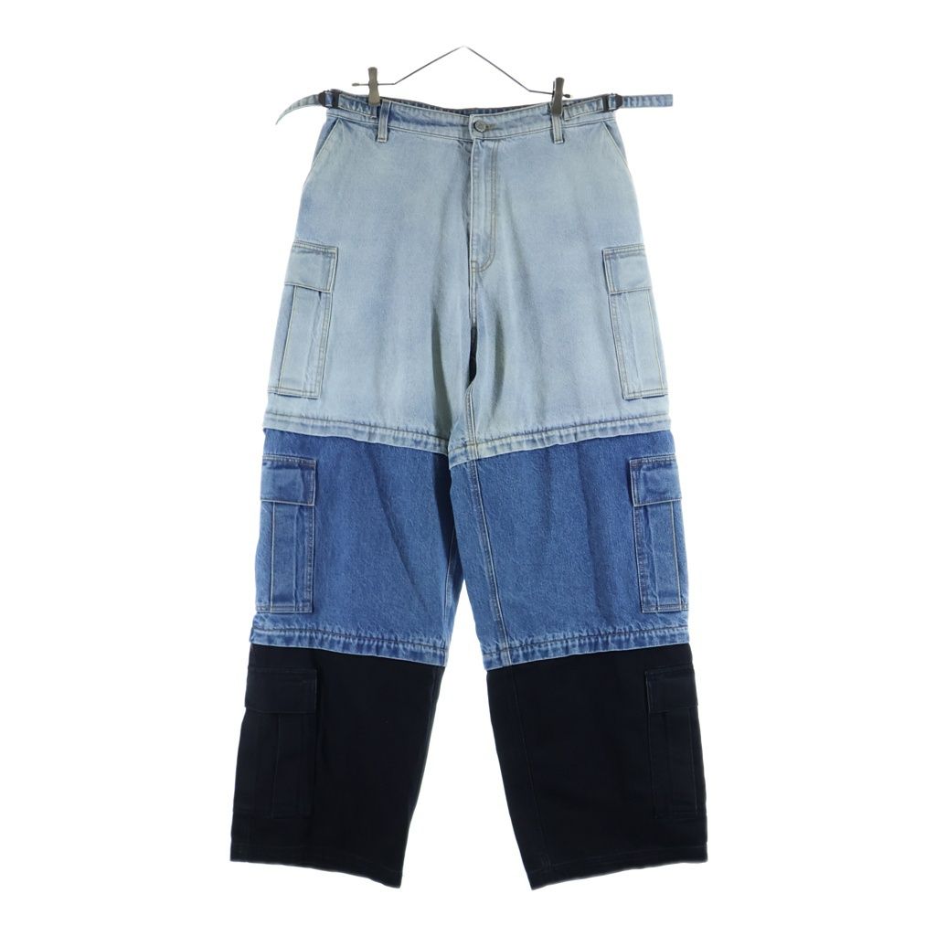 VETEMENTS (ヴェトモン) 25SS Deconstructed Triple Cargo Pants デコンストラクト トリプルカーゴパンツ ドッキングパンツ インディゴ/ブラック UA66PA510N
