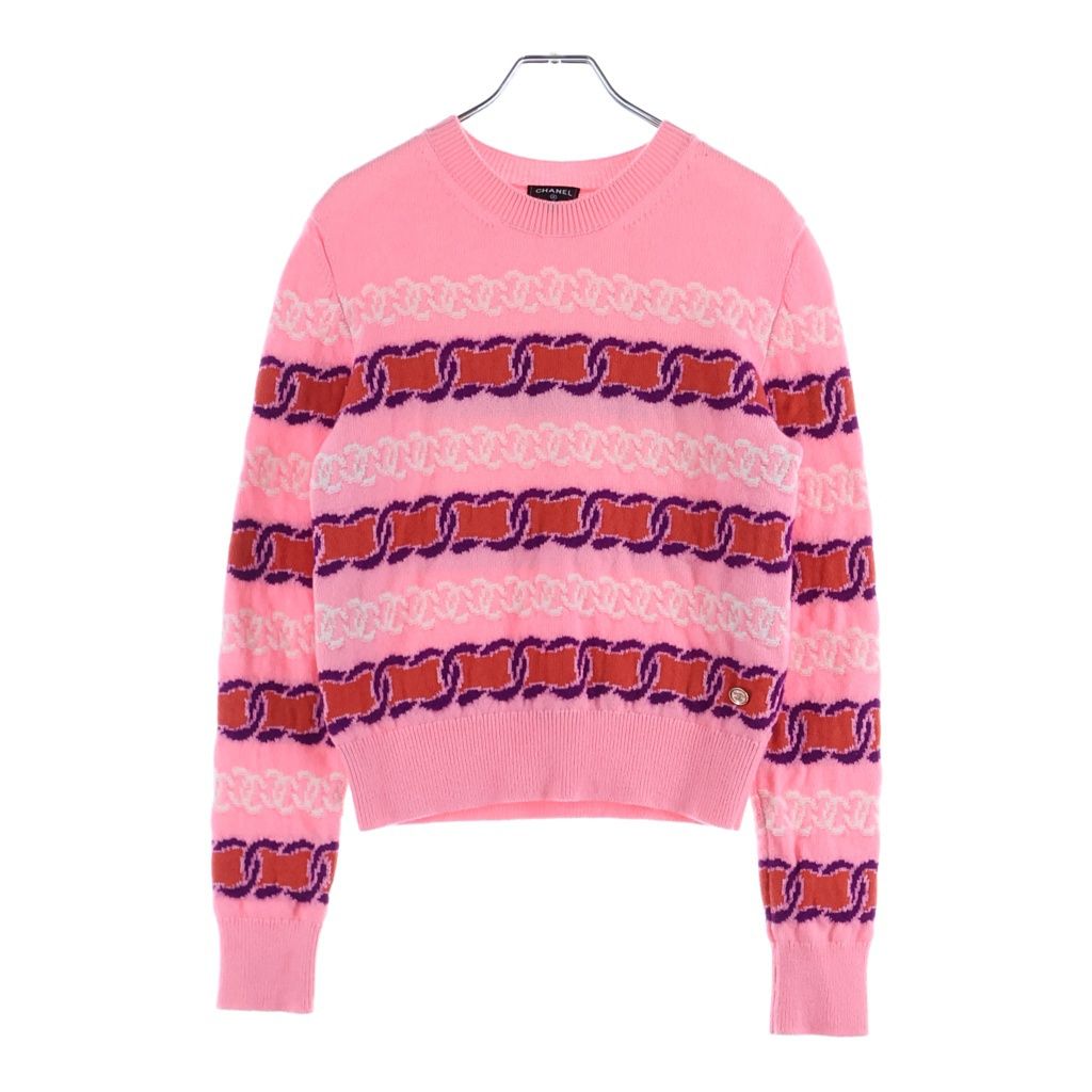 CHANEL (シャネル) カシミヤ混 ココマーク ニット ピンク #34 CHANEL (シャネル) カシミヤ混 ココマーク ニット ピンク #34