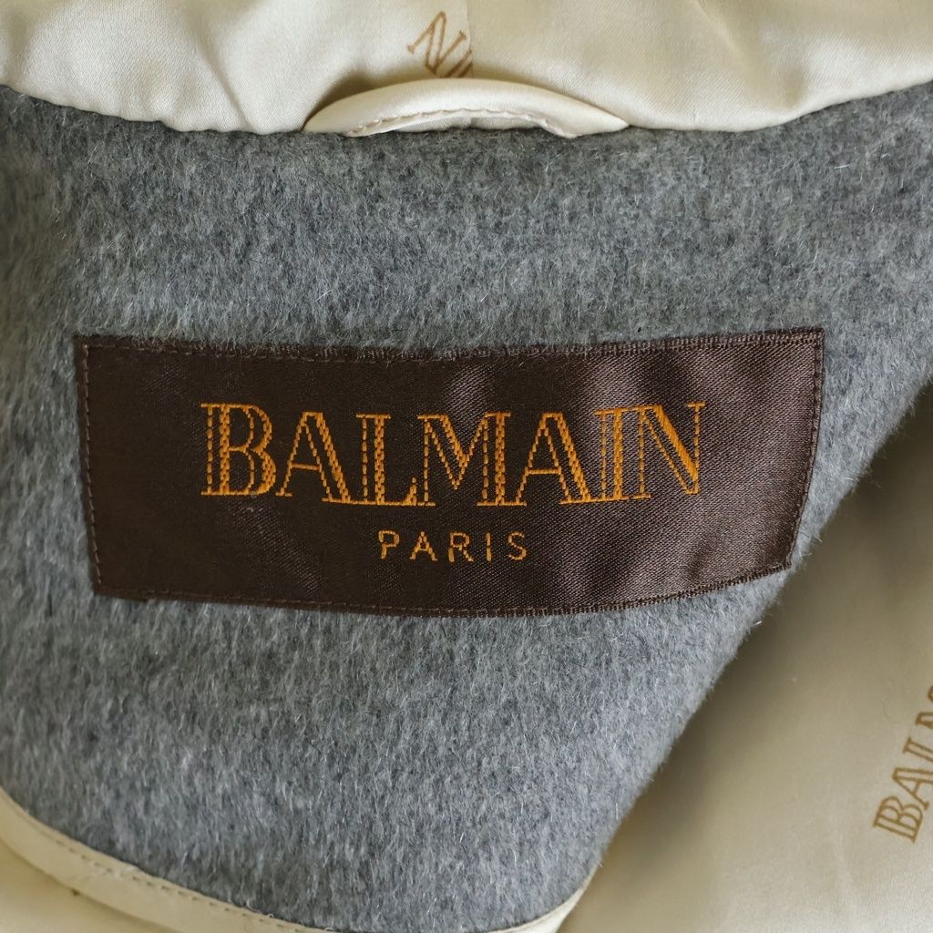 BALMAIN (バルマン) カシミア フード付きケープコート ポンチョ グレー BALMAIN (バルマン) カシミア フード付きケープコート ポンチョ グレー