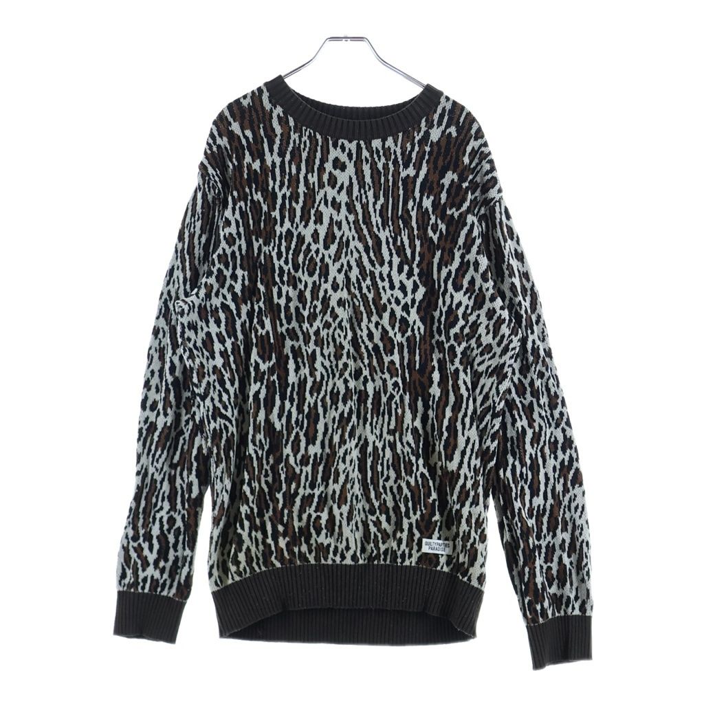 WACKO MARIA (ワコマリア) LEOPARD KNIT SWEATER レオパード コットン クルーネックセーター ベージュ