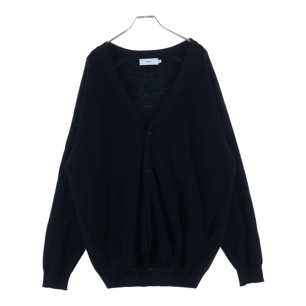 Graphpaper (グラフペーパー) 22AW High Density Knit Cardigan ハイデンシティニットカーディガン GU223-80130B リブニットカーディガン ブラック