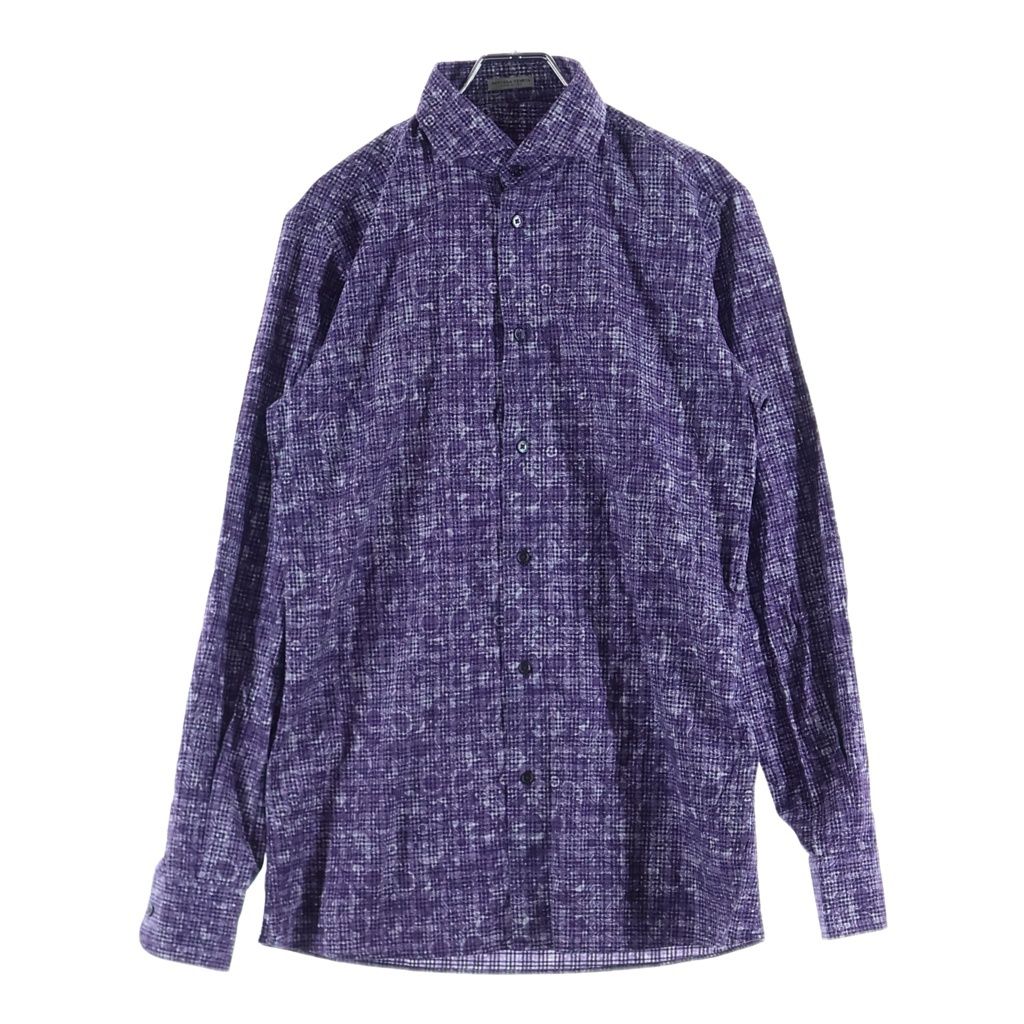BOTTEGA VENETA (ボッテガヴェネタ) フロントボタン 総柄 長袖コットン シャツ パープル 297857 VAA91