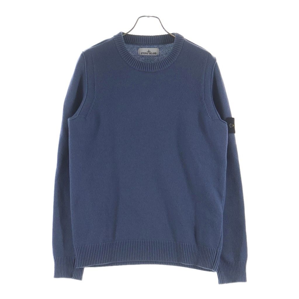 【新品】STONE  ワッペン ウール ニット セーター ブルー L STONE ISLAND (ストーンアイランド) 24AW ロゴワッペン クルーネック