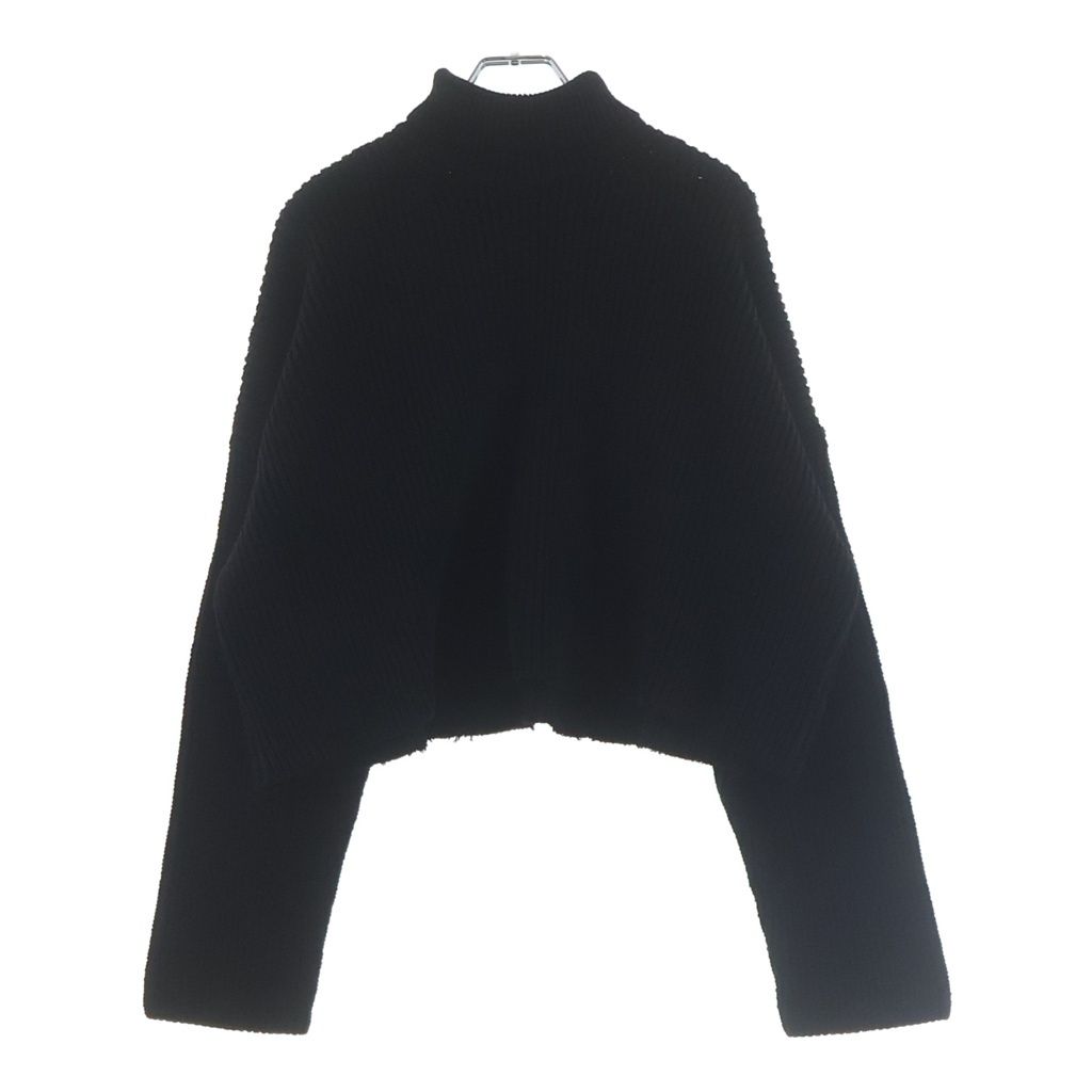 BALENCIAGA (バレンシアガ) Oversized Cropped Ribbed Wool-blend Turtleneck Knit タートルネックニット 長袖セーター ブラック 682002 T3227