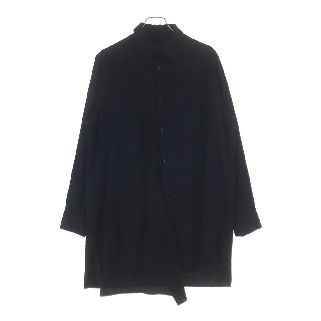 Y's (ワイズ) 25AW TA/PE CREPE DE CHINE ASYMMETRIC BLOUSE テープ クレープ デ シャイン アシメトリック ブラウス 長袖シャツ レディース ブラック YL-B11-500