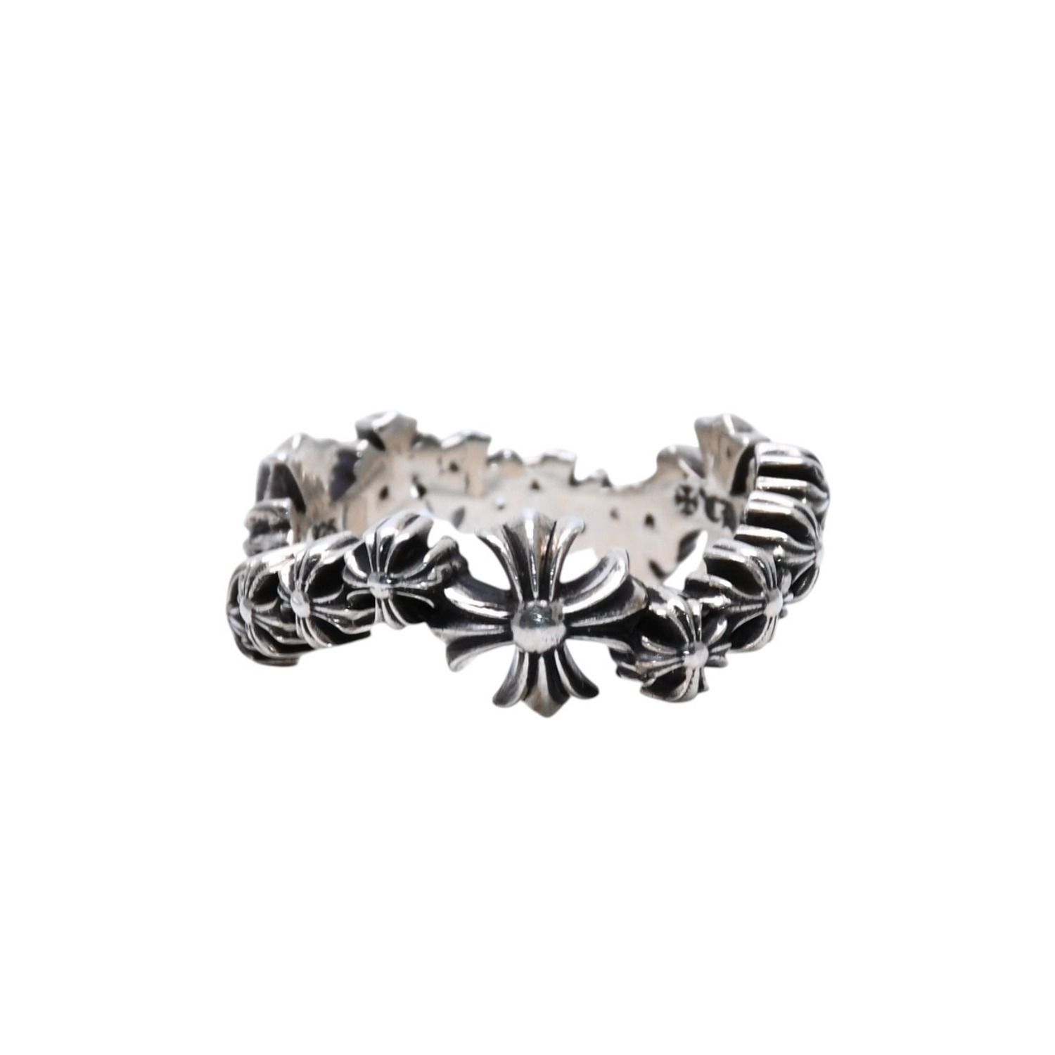 極美品 CHROME HEARTS クロムハーツ CHプラスウェーブリング CH Plus Wave Ring シルバー925 中古 4a002566