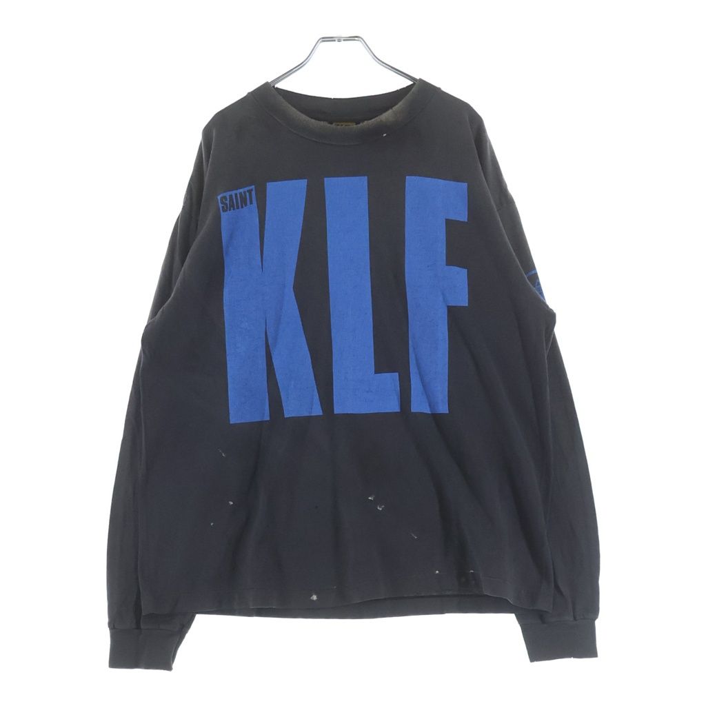 SAINT MICHAEL (セントマイケル) 25SS KLF_LS TEE ヴィンテージ加工 プリント長袖Tシャツ カットソー ブラック SM-HR1-0000-C04