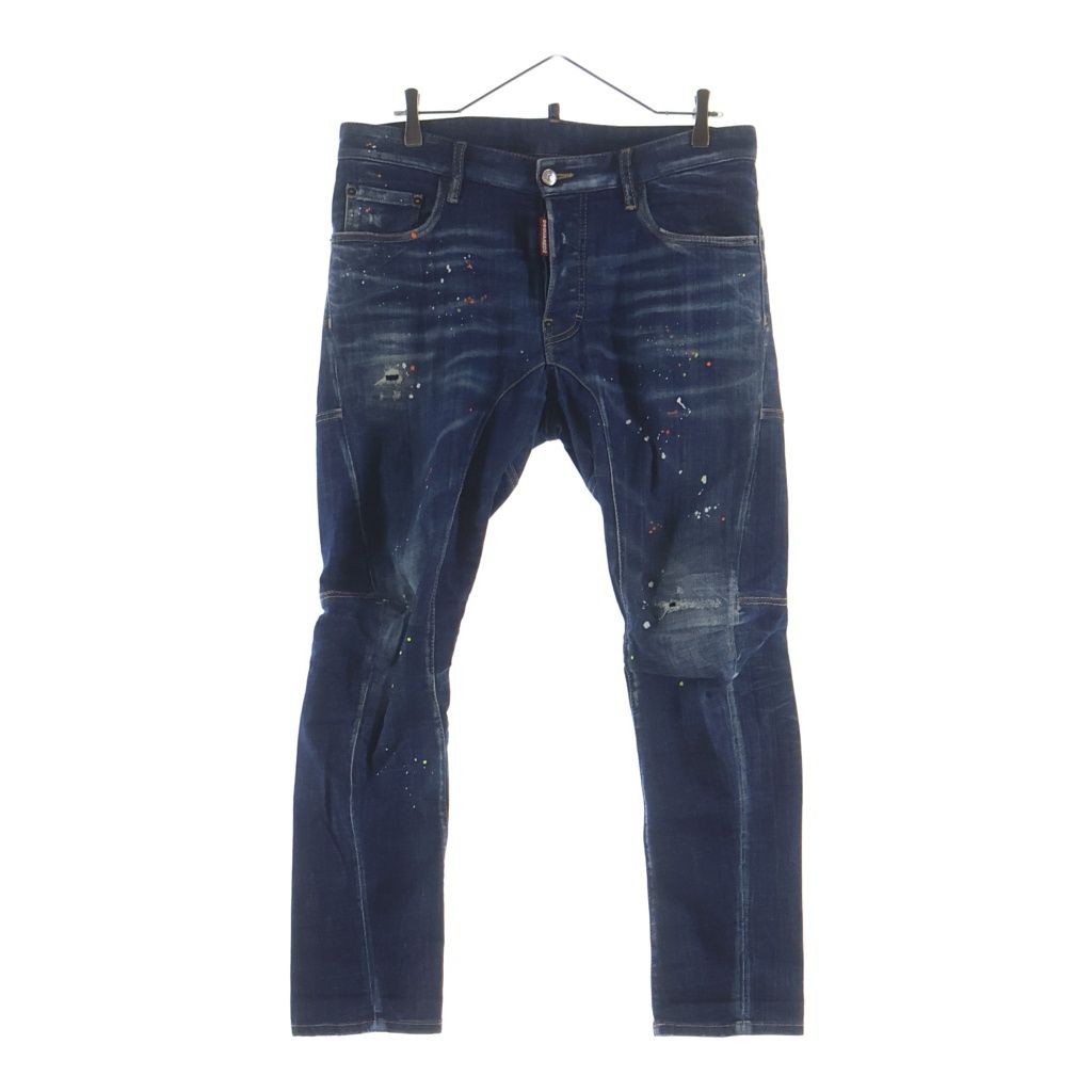 DSQUARED2 (ディースクエアード) 23SS Skater Jean ペイント加工 スケータージーン スキニーパンツ インディゴ S74LB1310