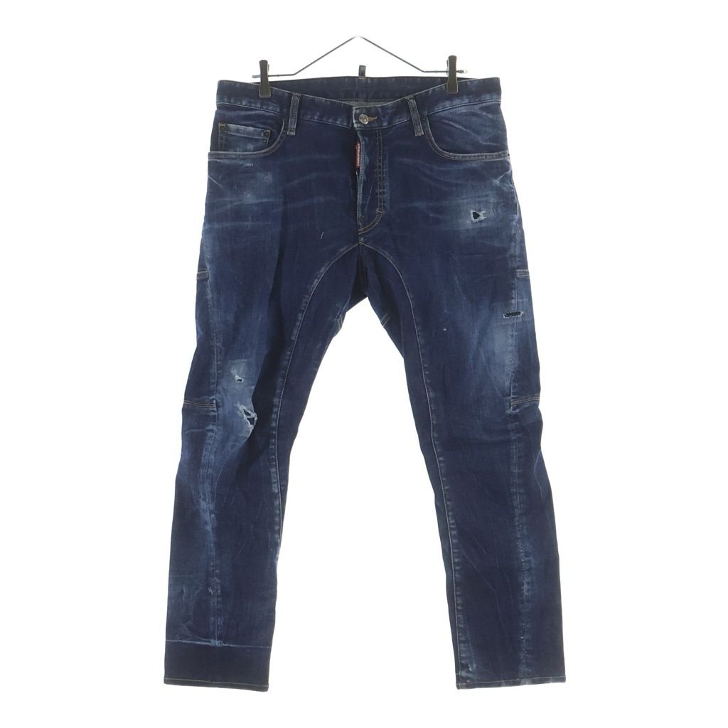 DSQUARED2 (ディースクエアード) 23AW Tidy Biker ダメージ加工 バイカージーン スキニーデニムパンツ インディゴ S74LB1339