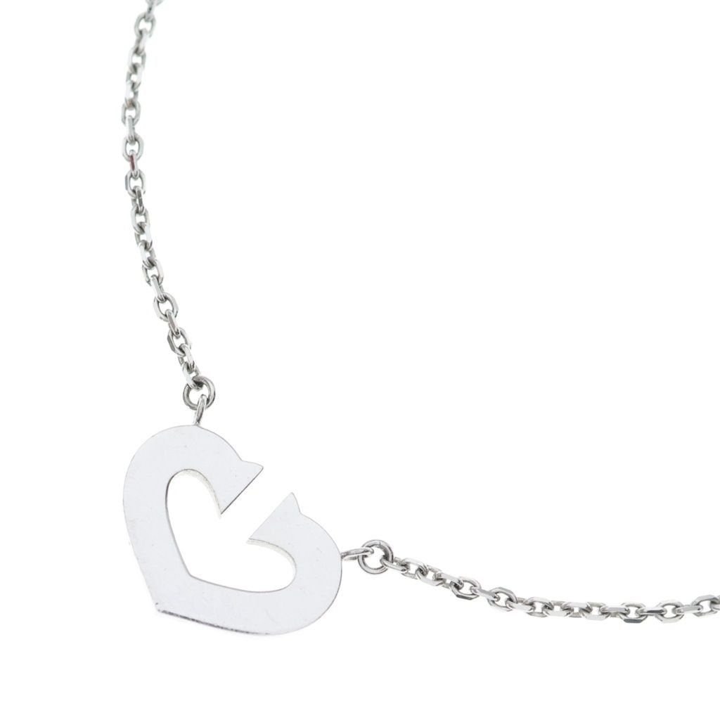 Cartier (カルティエ) カルティエ Cハート ネックレス ペンダント チェーン シルバー 750WG 7.6g