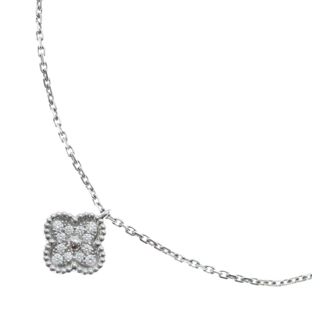 Van Cleef & Arpels (ヴァンクリーフアンドアーペル) スウィートアルハンブラ パヴェダイヤネックレス ホワイトゴールド Au750WG VCARO85900 254,678円