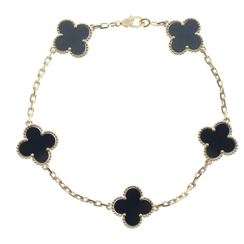 Van Cleef & Arpels (ヴァンクリーフアンドアーペル) アルハンブラ 5モチーフ オニキス ブレスレット イエローゴールド Au750 YG VCARA41300
