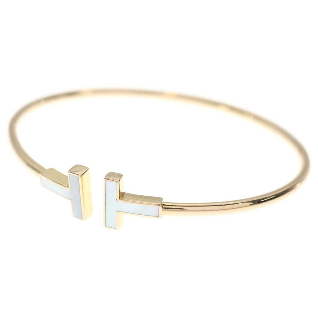 TIFFANY & Co. (ティファニー) Tワイヤー シェル バングル ブレスレット ピンクゴールド Au750 7.6g