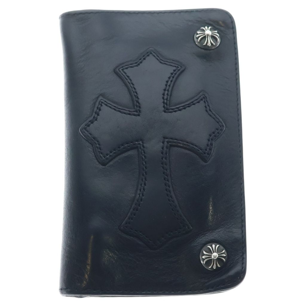 CHROME HEARTS (クロムハーツ) 1ZIP CROSS PATCH 1ジップ クロスパッチ付きクロスボタンレザーウォレット財布