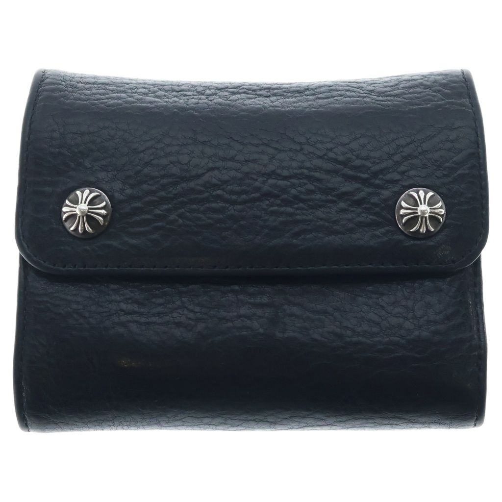 CHROME HEARTS (クロムハーツ) WAVEウォレット ミニ ブラック レザー 財布
