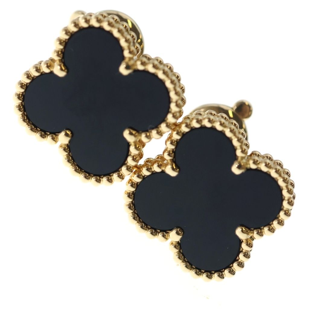 Van Cleef & Arpels (ヴァンクリーフアンドアーペル) ヴィンテージアルハンブラ オニキス ピアス Au750YG イエローゴールド VCARA44200 ジュエリー